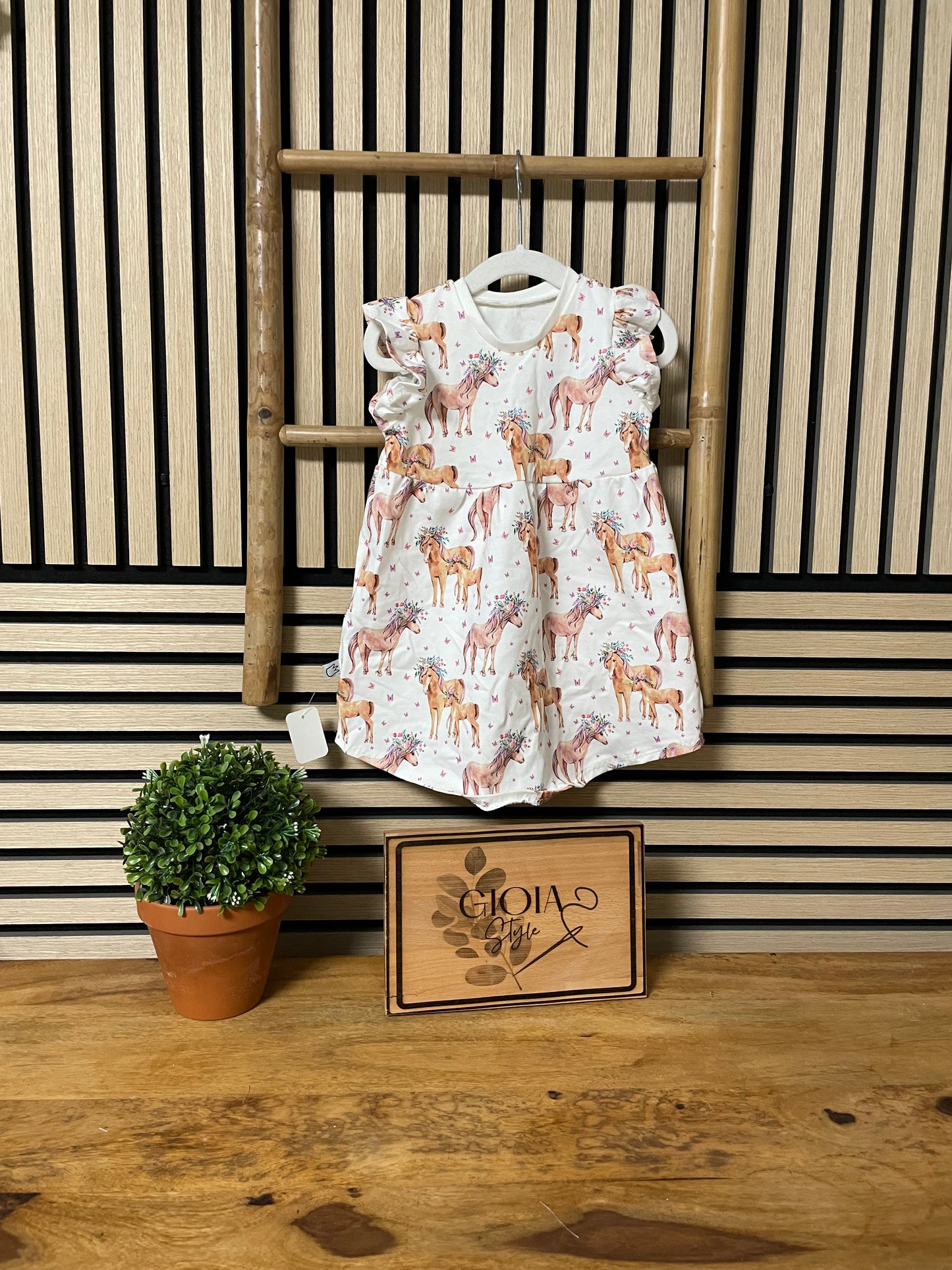 Größe: 86/92 Kleid kurzarm Pferd