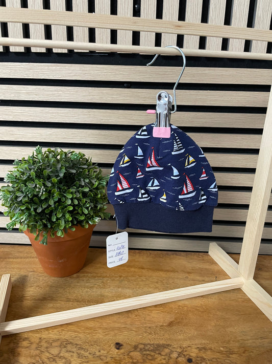 Größe: 39/40 Mütze mit Bund einlagig "Segelschiffe"