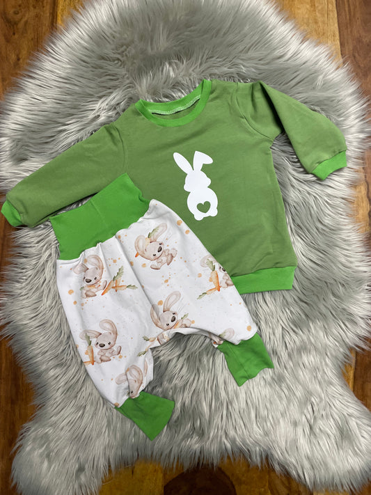 Größe: 62/68 Set Pumphose und Pulli Hase